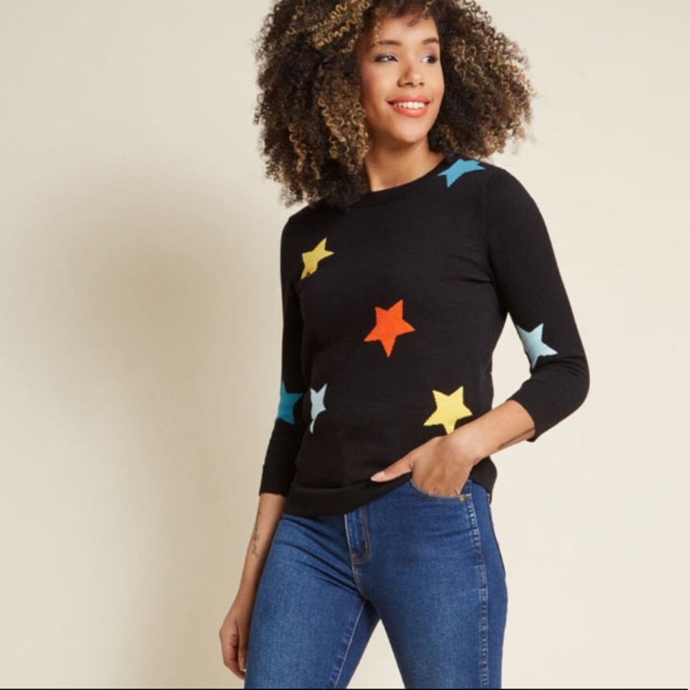ModCloth Black Star Sweater NWT - Picture 2 of 6